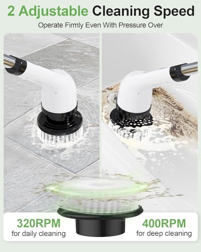 Cordless Electric Spin Scrubber, 9 Brush Heads, 2-Speed Motor - Image 4