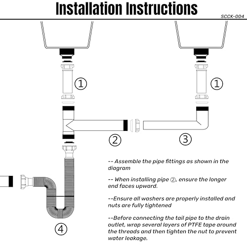 Double Bowl Kitchen Sink Drain Kit – End Outlet Waste - Image 7