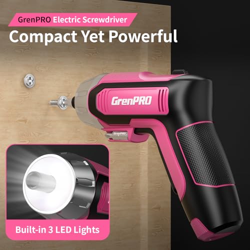 4V Cordless Electric Screwdriver Set, 29-Piece, Pink - Image 4