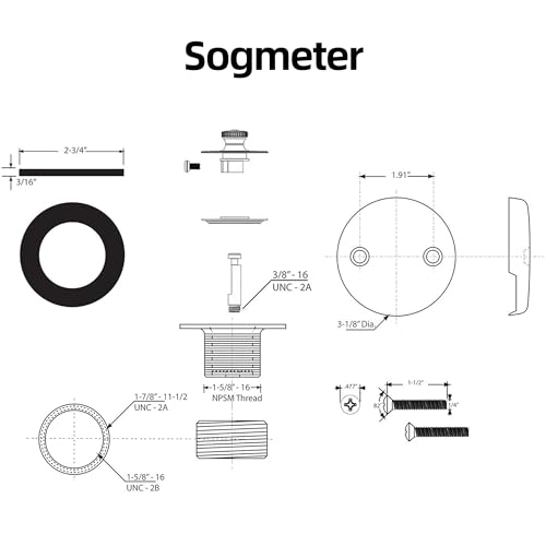 Brushed Nickel Bathtub Drain, Hair Catcher and 2-Hole - Image 3