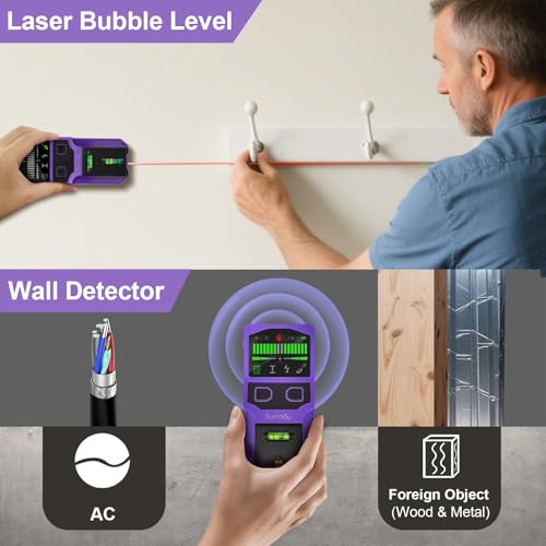 SUNMAY Stud Finder Wall Scanner with Laser Level 7-in-1 - Image 7