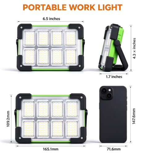 120W Solar Rechargeable 144 LED Work Light, 10000LM Flood Light - Image 3
