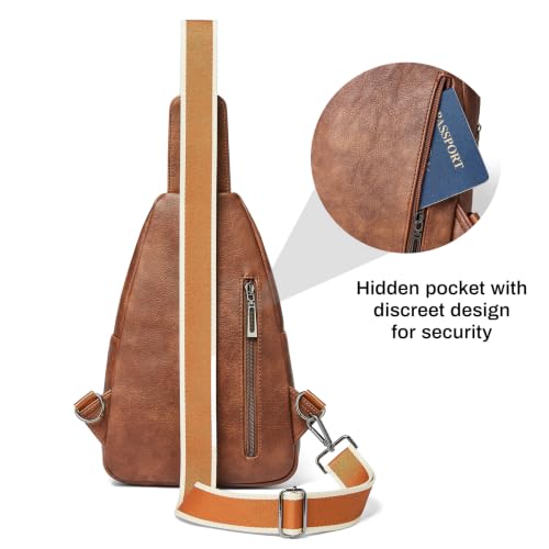 Sling Bag for Women Leather Crossbody Bags for Women Travel Brown - Image 7