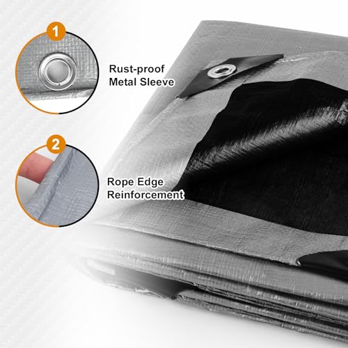 AROIC 10x20FT Heavy Duty Tarps, Waterproof 16 Mil Thick - Image 4