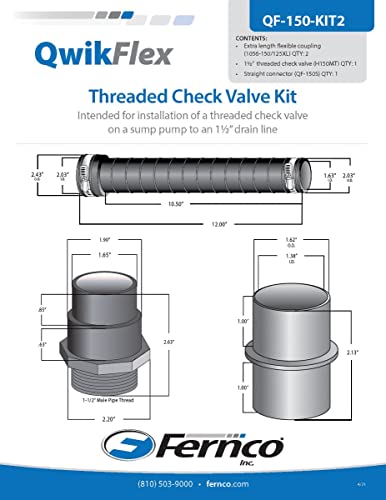 Fernco QwikFlex 24-in. Threaded Sump Pump Check Valve - Image 3