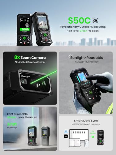 MILESEEY S50C Green Laser Measure with Camera, 8× Digital Zoom - Image 3