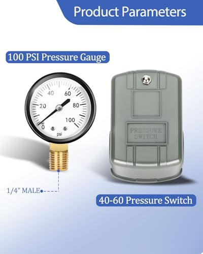 Miumoon 1"x 11" Well Pressure Tank Tee Kit with 40-60Psi Pressure - Image 6