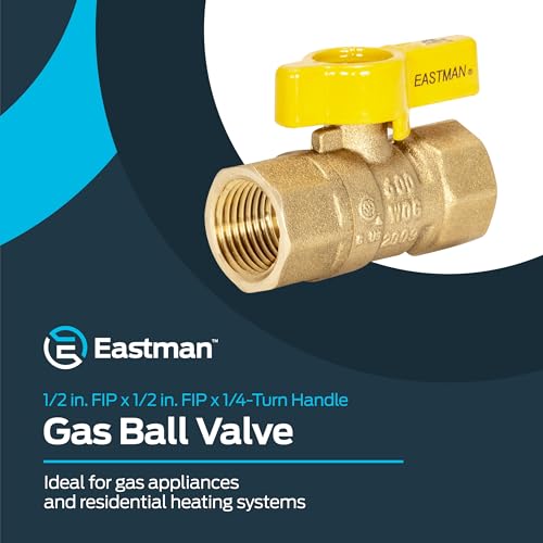 Eastman 1/2 Inch FIP Straight Gas Ball Valve with 1/4-Turn - Image 3