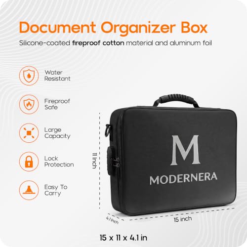 MODERNERA Fireproof Document Organizer with Combination - Image 3