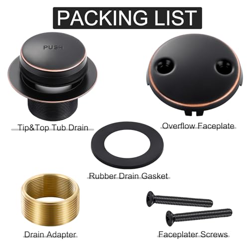 Tub Drain Kit with Bathtub Drain Stopper (Oil Rubbed Bronze) - Image 5