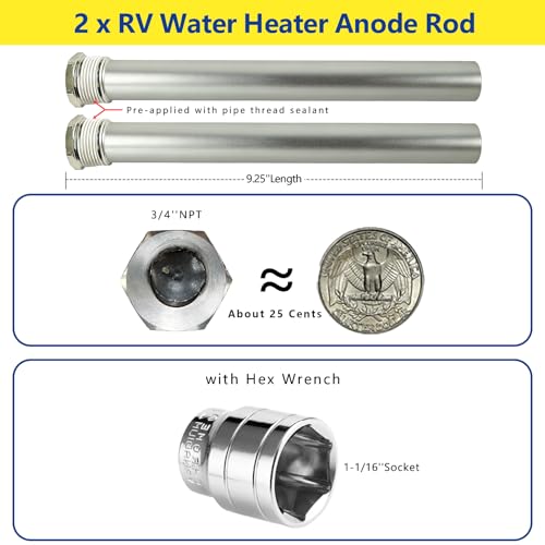 RV Water Heater Suburban Anode Rod 9.25" x 3/4" NPT, Galvanized - Image 3