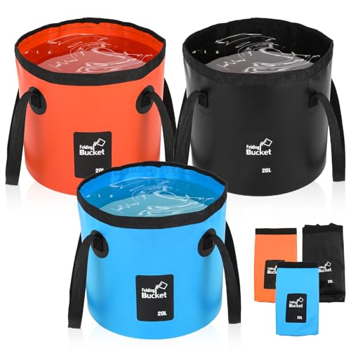 3 PCS 5 Gallon Collapsible Water Bucket, 20L Foldable PVC - Image 2