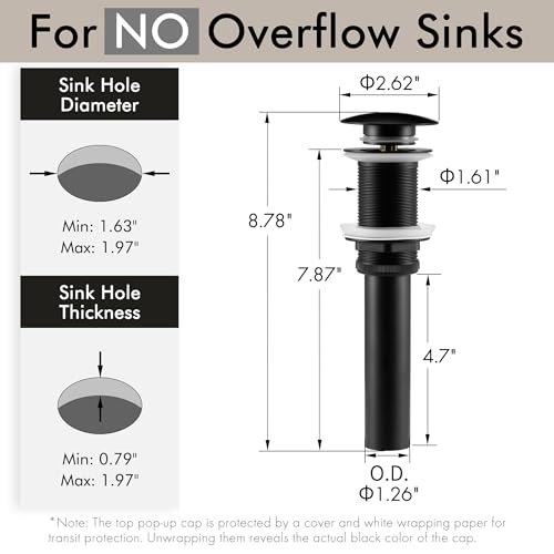 KES Bathroom Sink Drain Without Overflow Vessel Sink - Image 3