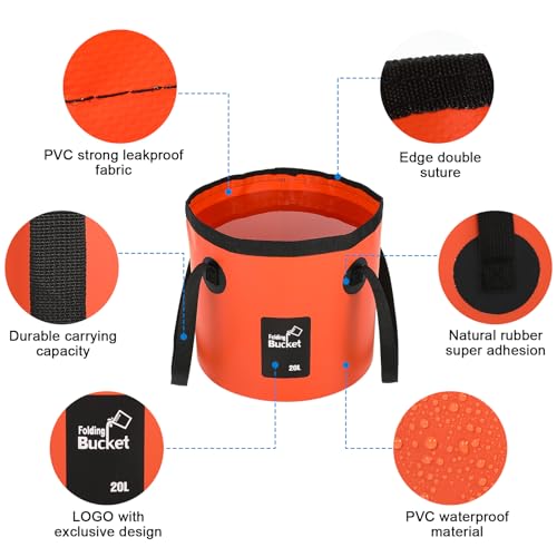 3 PCS 5 Gallon Collapsible Water Bucket, 20L Foldable PVC - Image 4