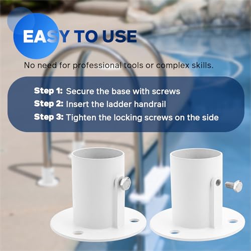 2 Pack Inner Diameter 1.6'' Pool Ladder Deck Fixed Base Flanges - Image 7