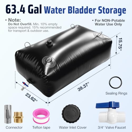 63 Gal Water Bladder Storage Foldable Portable Water - Image 3
