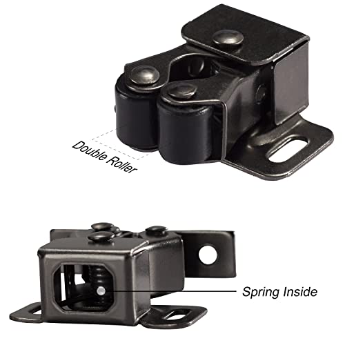 Keenkee Cabinet Latch Double Roller Catch, Black Nickel, 4 PCS - Image 5