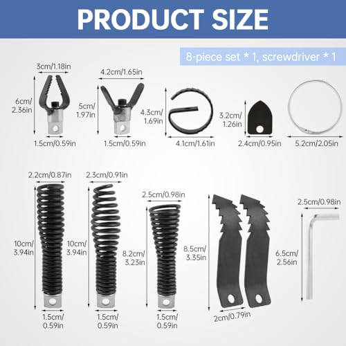 9Pcs Drain Auger Cutters, Drain Cleaner Attachments | Phone & Computer - Image 5