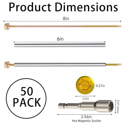 50 Pack 8 Inch Gutter Screws with 304 Stainless Steel | Home Repair - Image 3