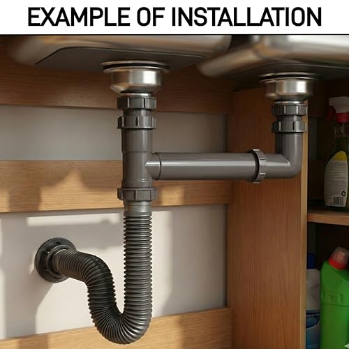 Double Bowl Kitchen Sink Drain Kit – End Outlet Waste - Image 4