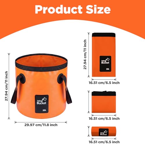 4 Pcs Collapsible Bucket with Handle 5 Gallon(20L) | Travel Essentials - Image 3