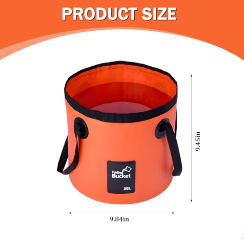 5 Gallon Collapsible Car Wash Bucket Folding Container, Orange - Image 3