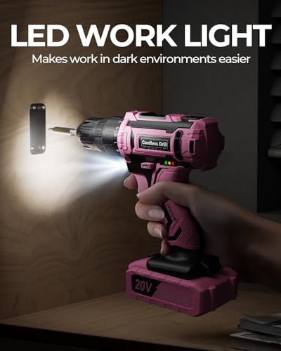 Pink Cordless Drill Set, VIWKO 20V Electric Power Drill for Women - Image 6