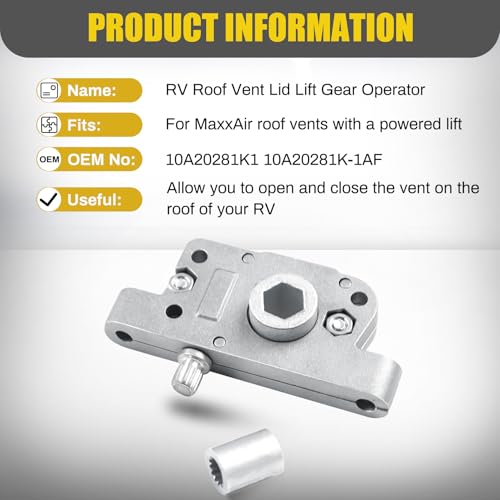 10A20281K1 RV Roof Fan Vent Cover Lid Lift Gear Operator - Image 6
