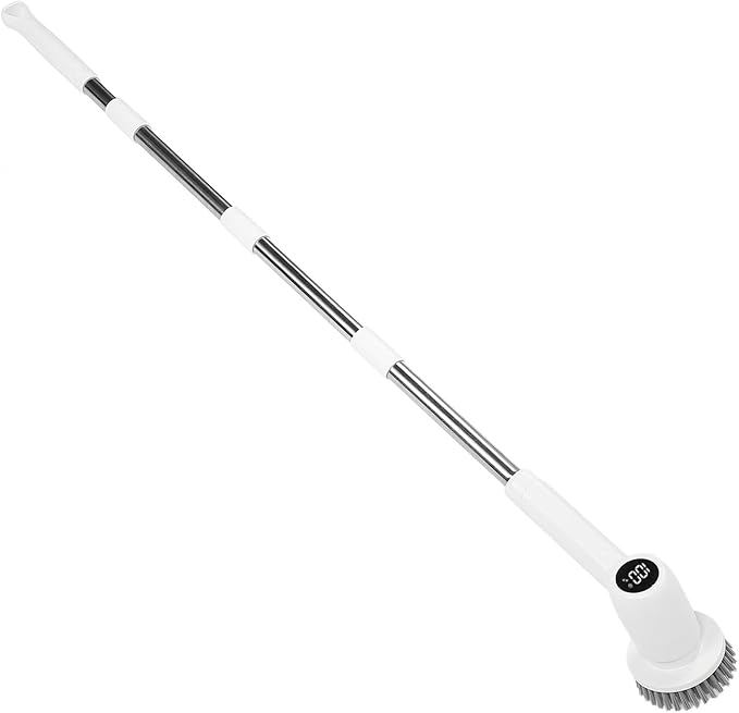 Electric Rotating Scrubber, Power Shower Scrubber Multifunctional Cordless Electric Cleaning Brush with Detachable Long Handle for Bathroom