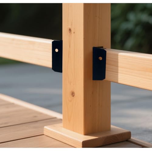 ZYAMY 4PCS Black Fence Post Brackets Deck Patio Railing - Image 5