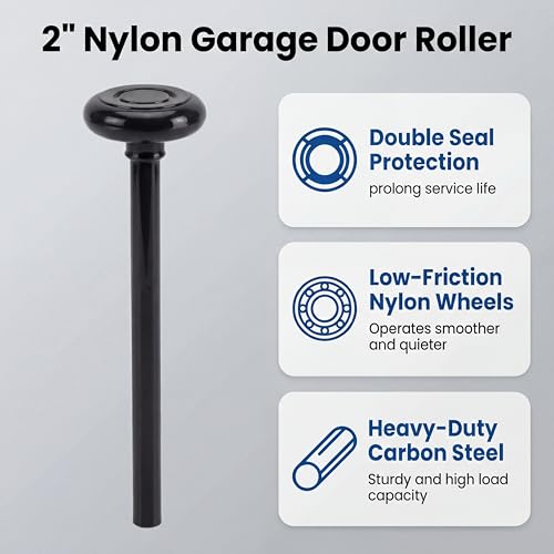 10-Pack 7" Stem Black Silent Garage Door Rollers,Protective - Image 7