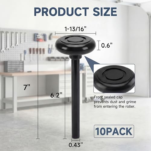 10-Pack 7" Stem Black Silent Garage Door Rollers,Protective - Image 4