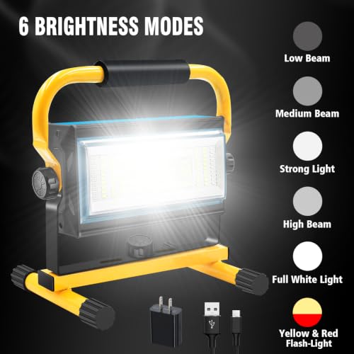 7000LM Rechargeable LED Work Light, 100W Portable Flood Light - Image 3