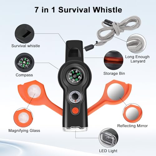 ​​7-in-1 Emergency Survival Whistle with Lanyard, Safety - Image 3