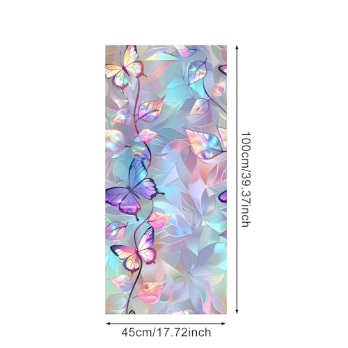 IVN Privacy Window Film Iridescent Butterfly Leaf Vine Window - Image 2