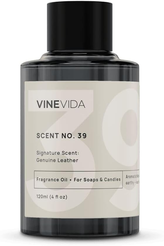VINEVIDA [4oz] Genuine Leather Fragrance Oil for Candle Making and Soap Making - Premium Candle Scents for Soy Candles