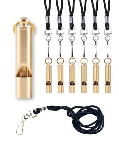 Brass Whistles 6 Pack with Lanyards – 125+ dB Loud for Home - Image 2