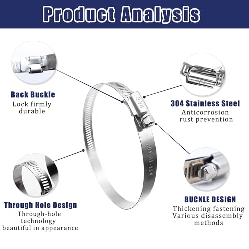 6PCS Adjustable Stainless Steel Duct Clamps - 6 Inch & 4 Inch - Image 5