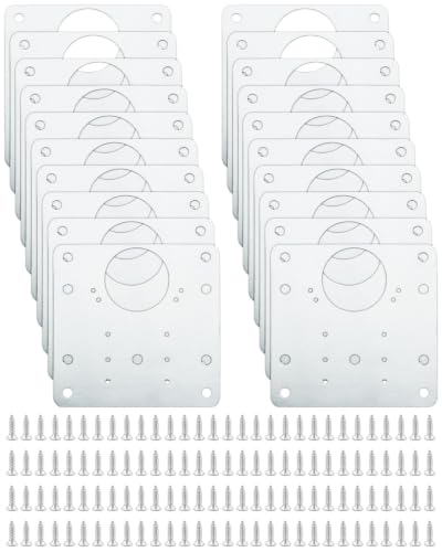20 Pcs Cabinet Hinge Repair Plate Kit with 120 Pcs Screws, Sliver - Image 2