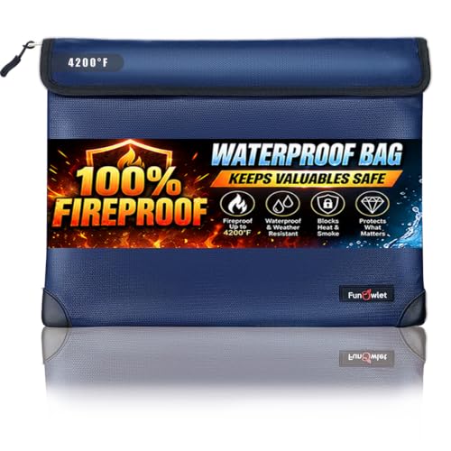 Fireproof Waterproof Money Document Bag, 13.9"x10.6", Blue - Image 2