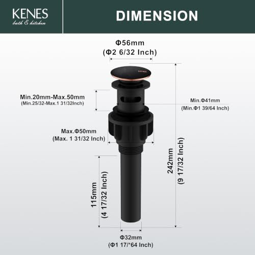 Oil Rubbed Bronze Pop Up Bathroom Sink Drain Assembly - Image 3