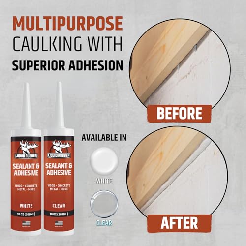 Liquid Rubber Waterproof Sealant & Adhesive Caulk, White - Image 3