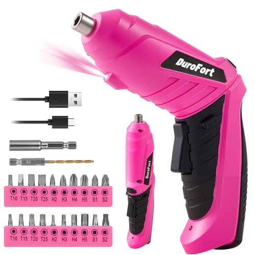Pink Cordless Electric Screwdriver Set, 3.7V Rechargeable - Image 2