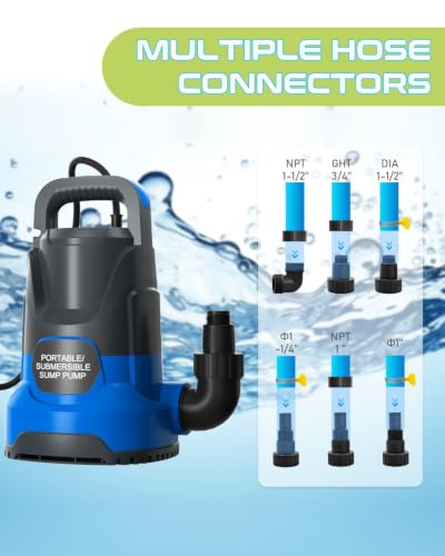 1.6HP Submersible Water Draining Sump Pump, 7500GPH High Flow - Image 6