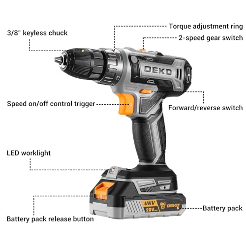 Power Drill Cordless: DEKOPRO Cordless Drill 20V Electric - Image 4