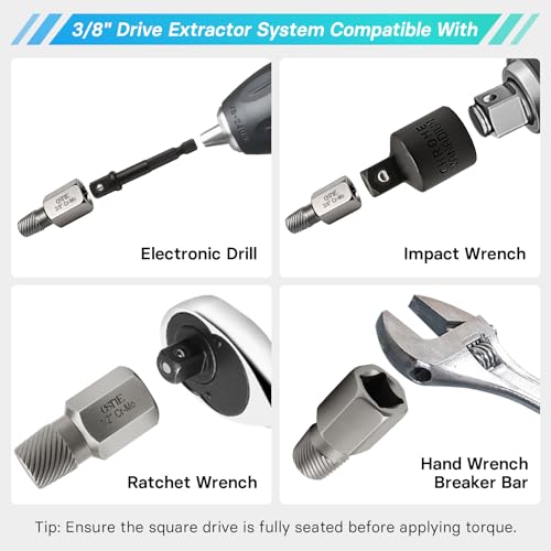 15Pcs Bolt Extractor Kit, 3/8" Multi-Spline Drive - Image 6