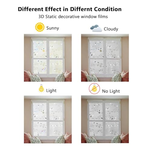 Frosted Glass Window Privacy Film,Mimosa Pattern,17.5″ x 78.7″ - Image 6