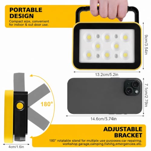 USB Rechargeable Flood Light, COB Work Light with 5 Light Modes - Image 3