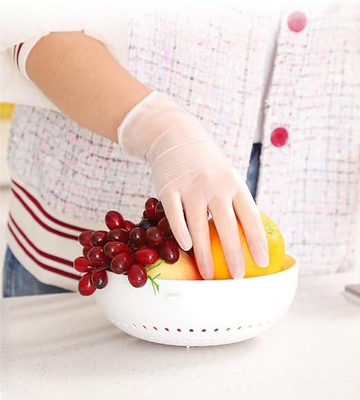 EDI Clear Powder Free Vinyl Glove,4.3 mil,Disposable glove,Industrial Glove,Clear, Latex Free and Allergy Free, Plastic, Work, Food Service, Cleaning,100 gloves per box (1000, large)