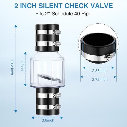 Quiet Sump Pump Check Valve, 2 Inch PVC Check Valve Fits | Hand Tools - Image 3